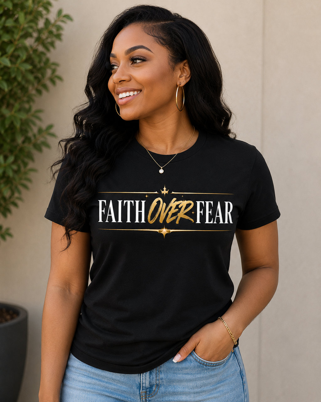 Faith Over Fear Women's Crew or V-Neck T-Shirt