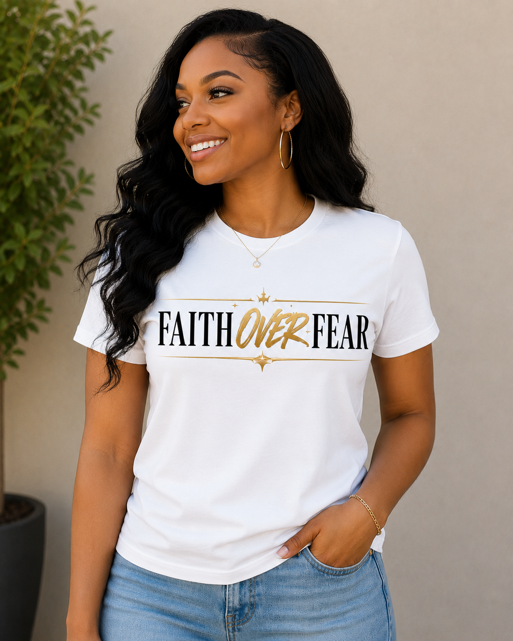 Faith Over Fear Women's Crew or V-Neck T-Shirt