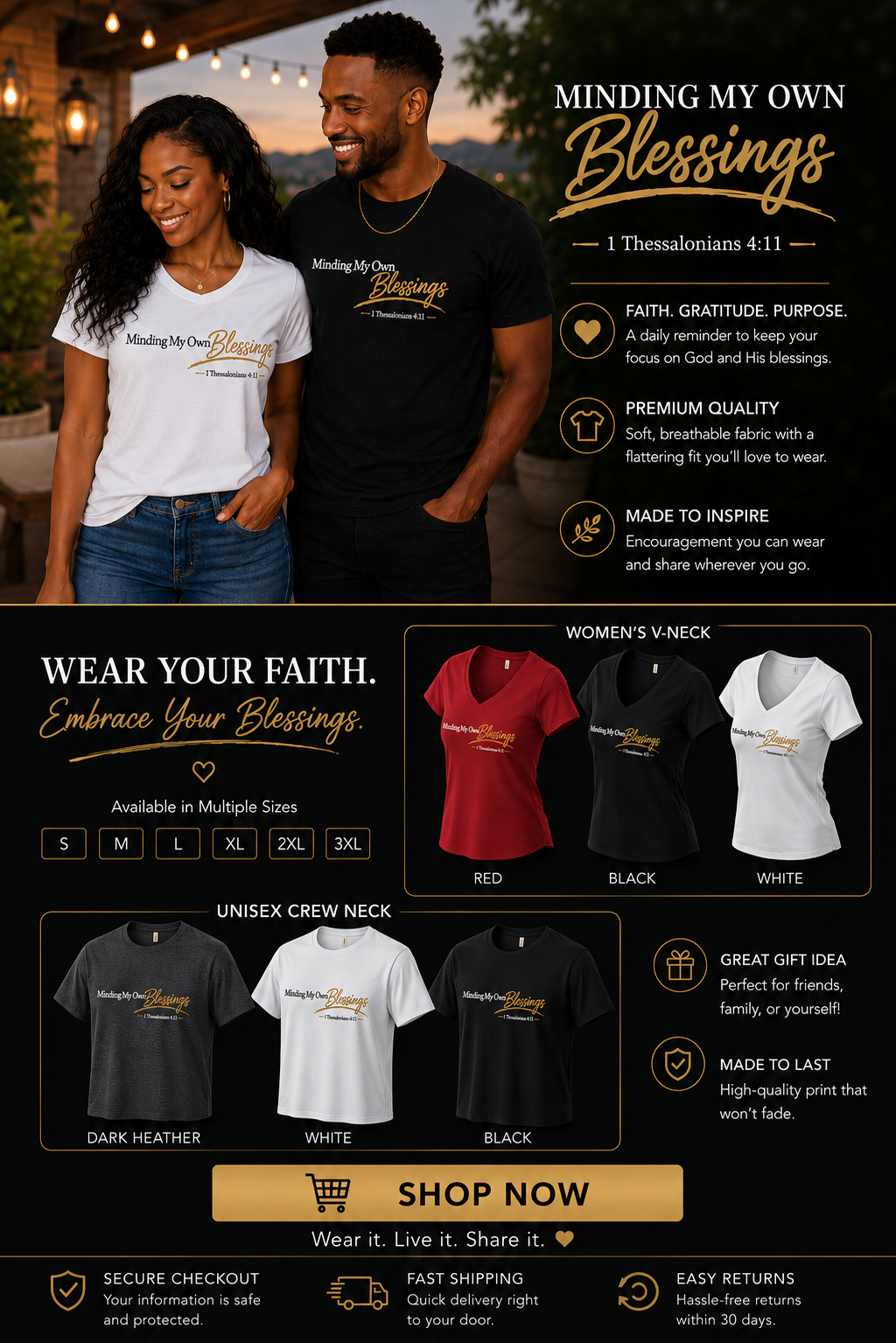 Minding My Own Blessings Adult Short Sleeve Shirt