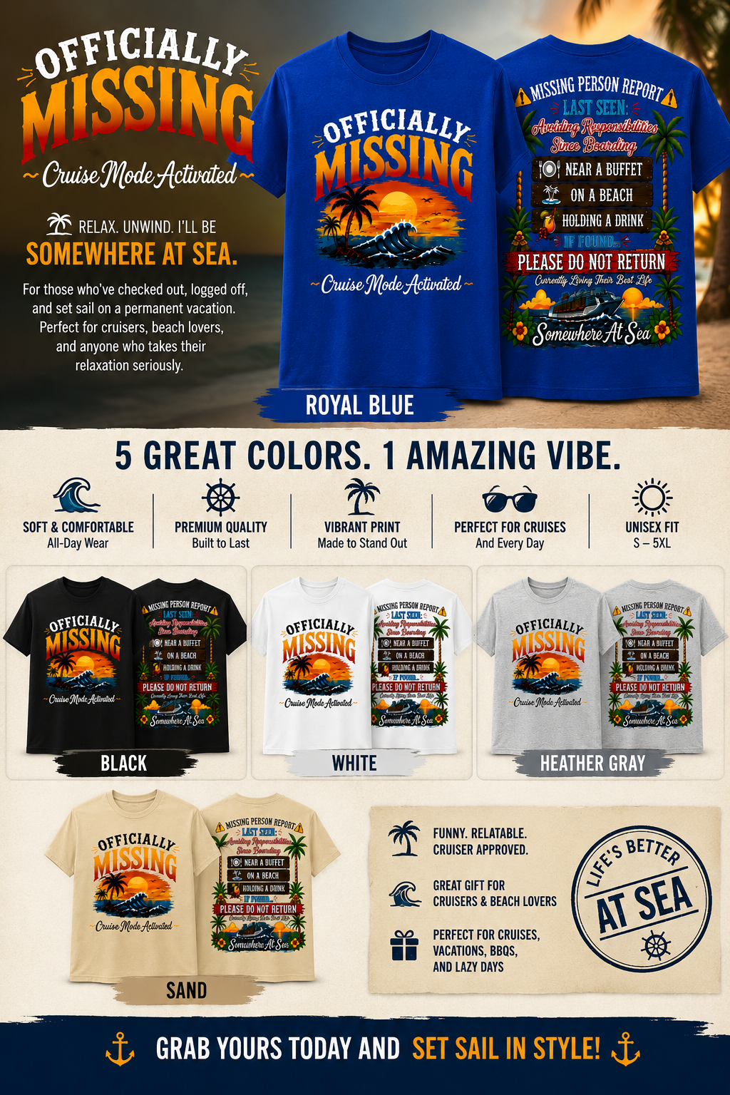 Officially Missing Adult Cruise Crew Neck TShirt
