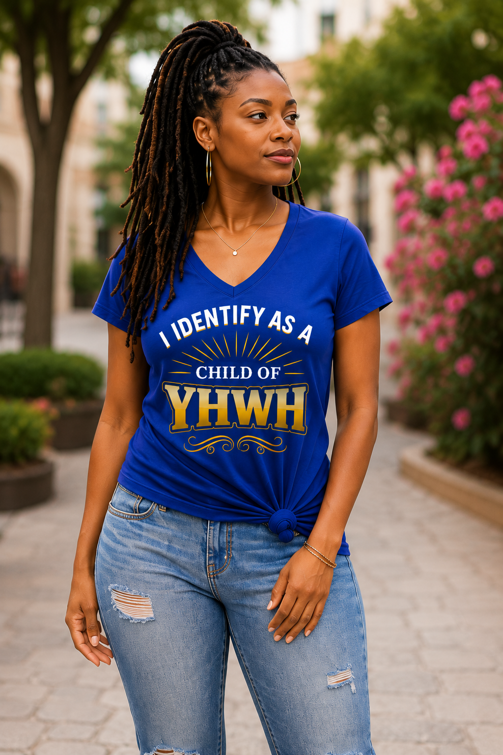 I Identify As A Child Of YHWH Women's V-Neck T Shirt